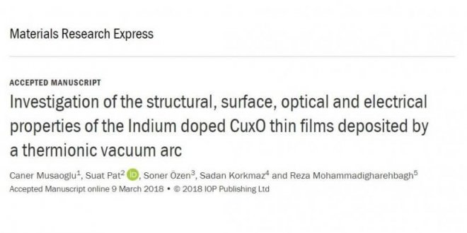 Investigation of the structural, surface, optical and electrical properties of the Indium doped CuxO thin films deposited by a thermionic vacuum arc