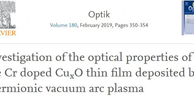 Investigation of the optical properties of the Cr doped CuxO thin film deposited by thermionic vacuum arc plasma