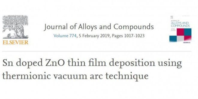 Sn doped ZnO thin film deposition using thermionic vacuum arc technique